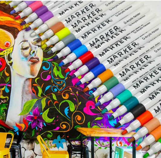 Markers - Acrylic Marker Set of 60pcs Colors Acrylic Paint Markers, Extra Fine Tip Acrylic Paint Pens