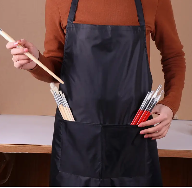 Black Apron With Adjustable Straps, Waterproof Painting Clothes, Painting Work Clothes,