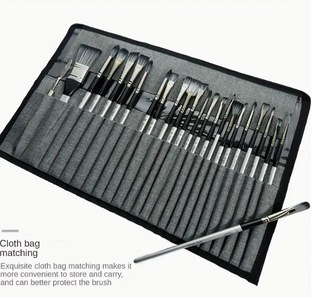 Paint Brush with 24pcs Brush Curtain Paint Brush Canvas bag