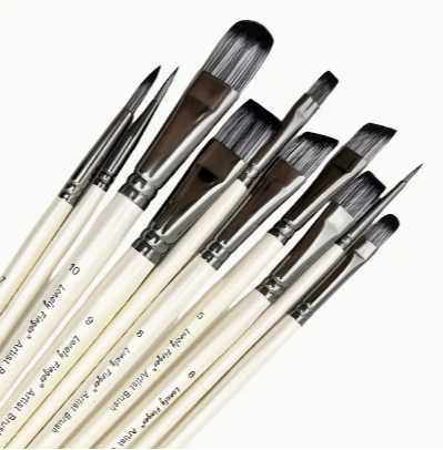 Paint Brushes - White 10pcs Paint Brush Set Different Pointed Tip Nylon Hair Artist Acrylic Brush