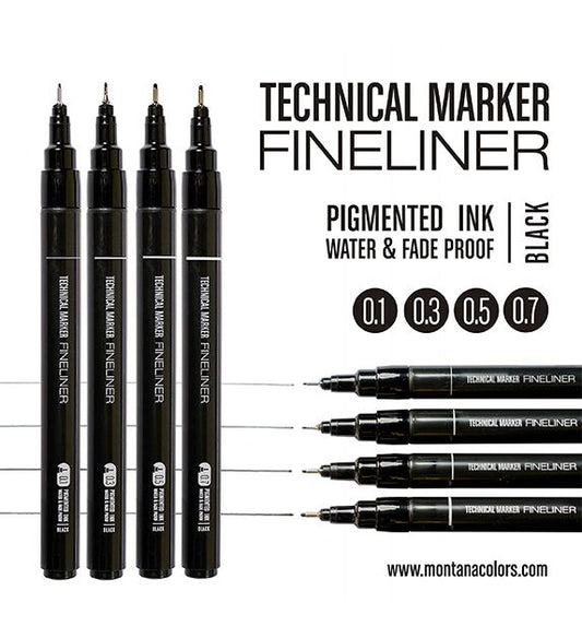 MTN Technical Marker 0.5mm Black -  Pack of 6